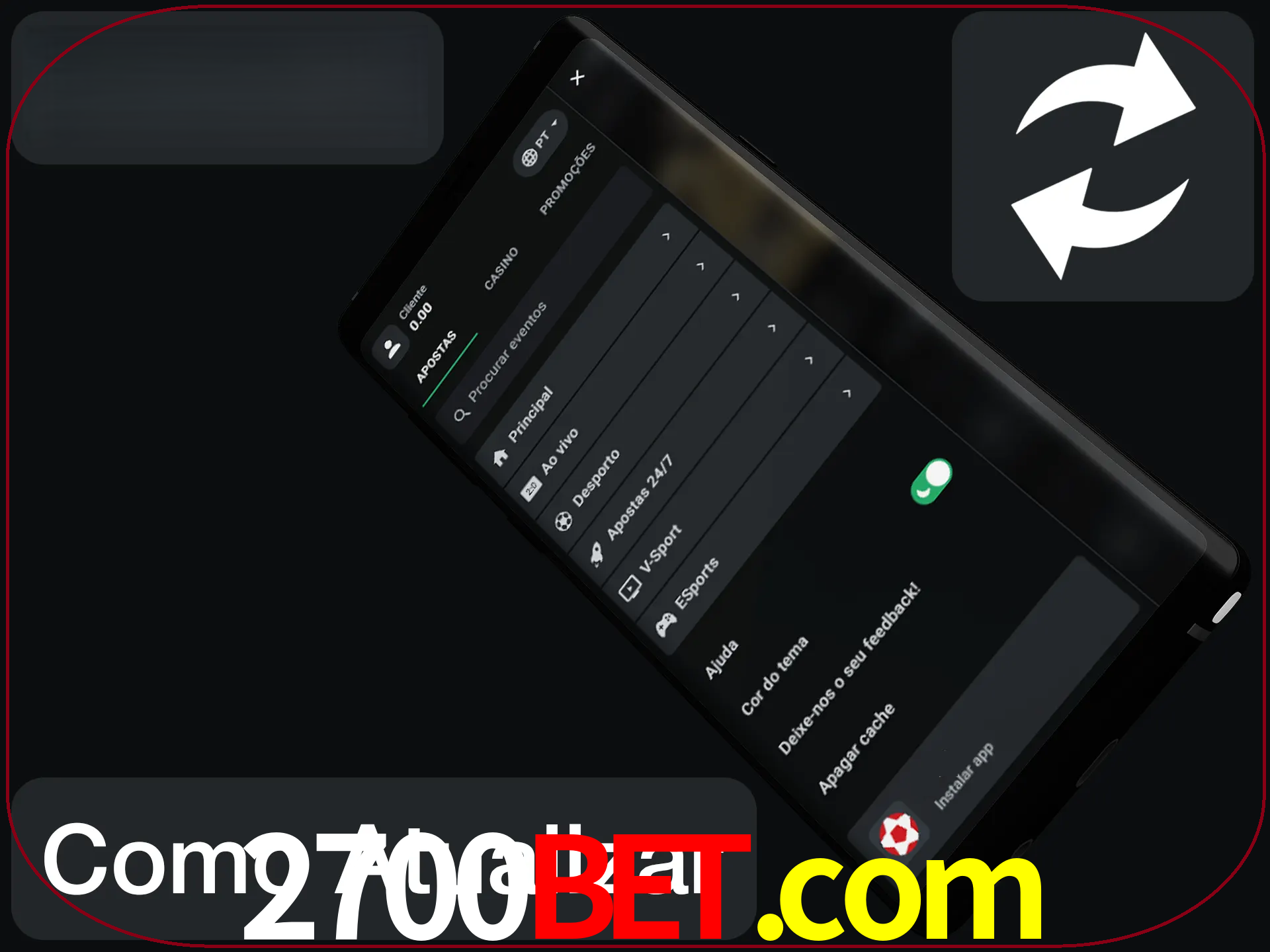 O aplicativo é atualizado automaticamente quando você faz o login.